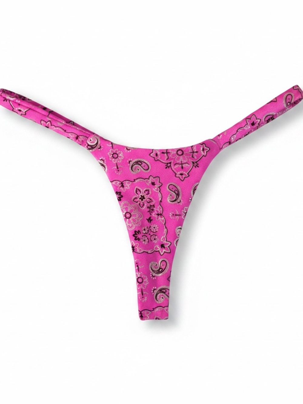 Pink Paisley Thong Bikini Bottom